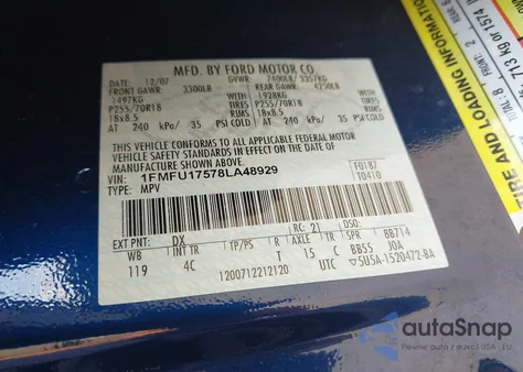 2008 Ford Expedition Eddie Bauer/King Ranch из США, поврежденный, VIN 1FMFU17578LA48929